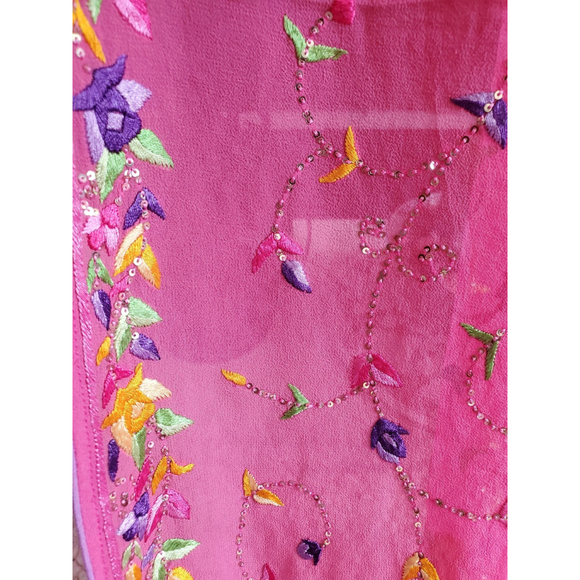 Women Pure Georgette Parsi Gara Saree Designer Party Cocktail Bollywood Wedding - Picture 14 of 16